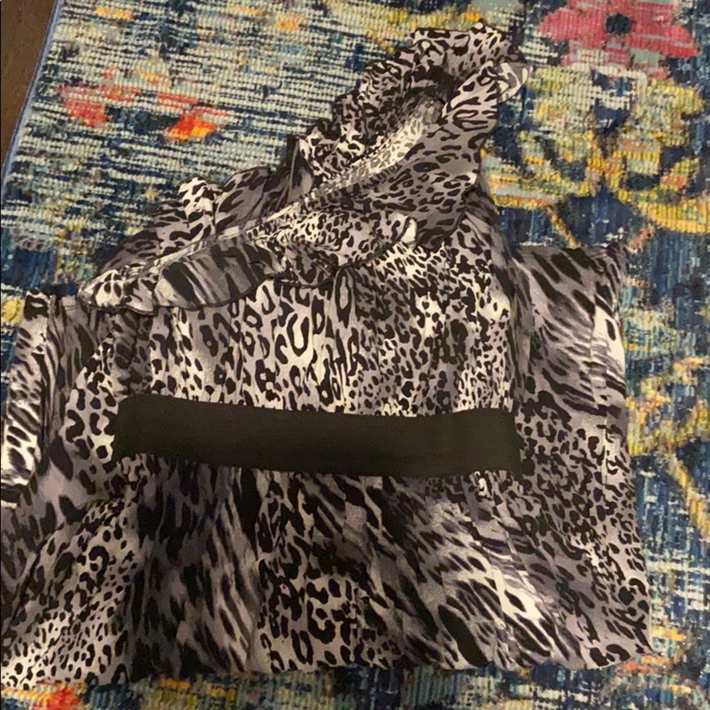 Animal print one shoulder dress